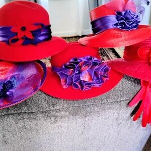 Lot 6 Of Vibrant Red and Purple Hat Collection